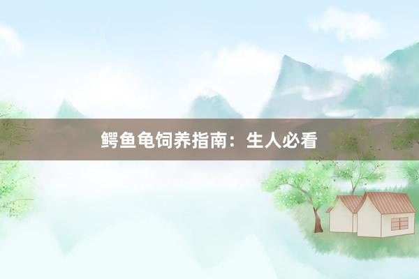 鳄鱼龟饲养指南：生人必看